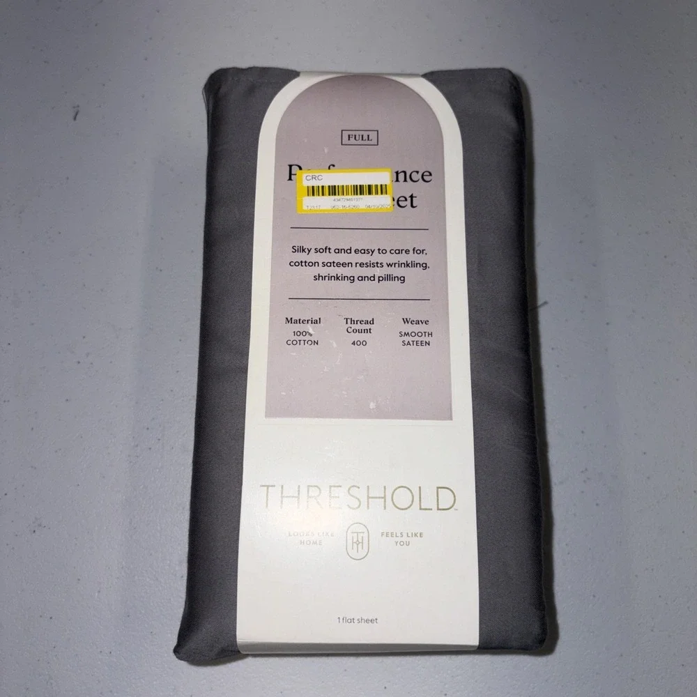 Full 400 Thread Count Performance Flat Sheet Dark Gray - Threshold: Cotton
